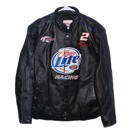 Rare Miller Lite Racing NASCAR Rusty Wallace #2 Leather Jacket (L)