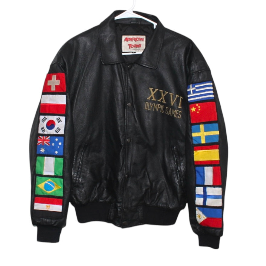 Rare 1996 Olympic Games American Toons Leather Jacket (S)