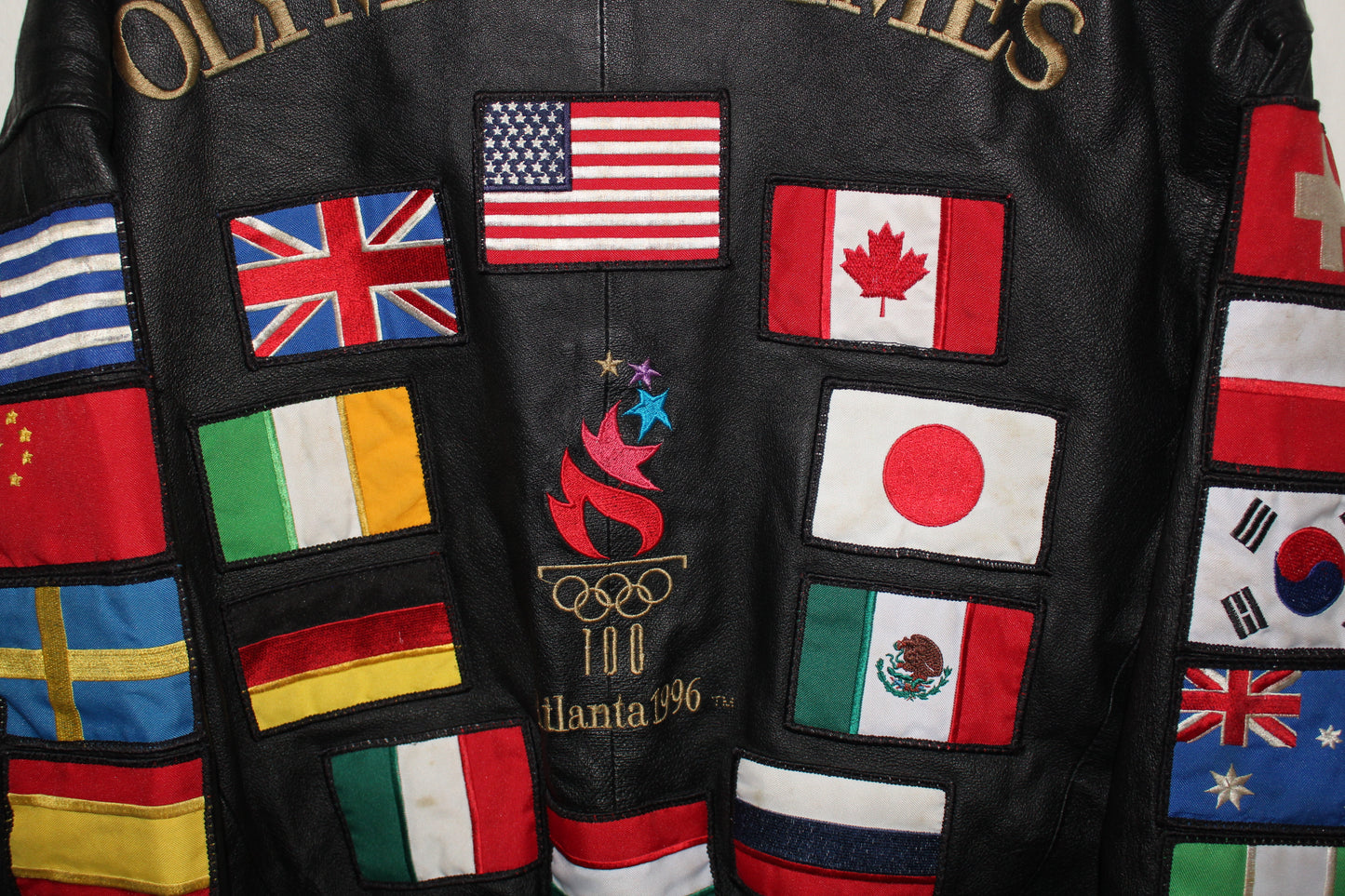 Rare 1996 Olympic Games American Toons Leather Jacket (S)