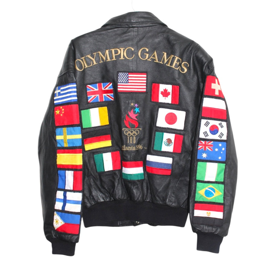 Rare 1996 Olympic Games American Toons Leather Jacket (S)