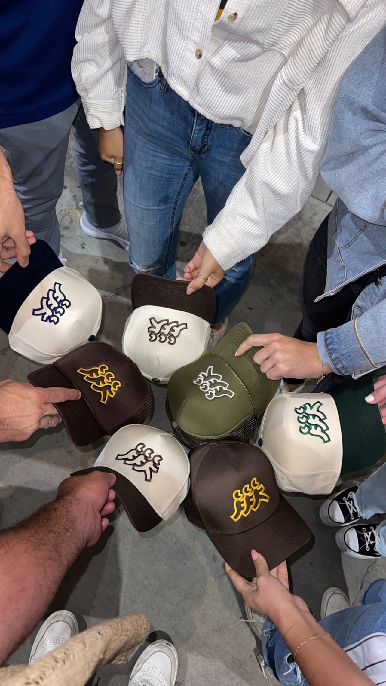 Cream Green Brim 5 Point Snapback Green Logo Embroidery