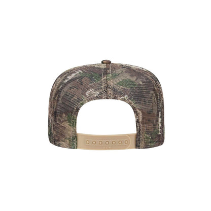 Most Popular Camo 5 Point Snapback Mesh Back White Logo Embroidery