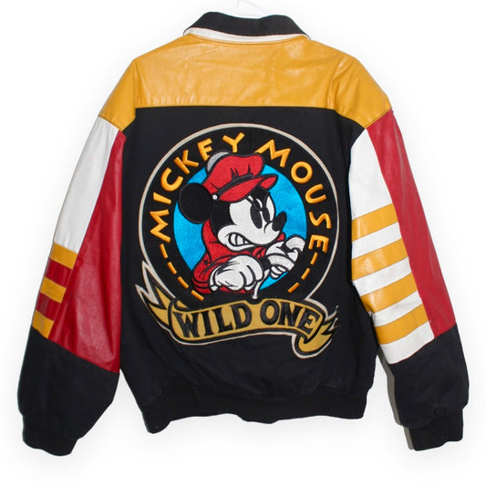 Rare Wild One Hot Shot Mickey Mouse Jeff Hamilton Leather Jacket (L)