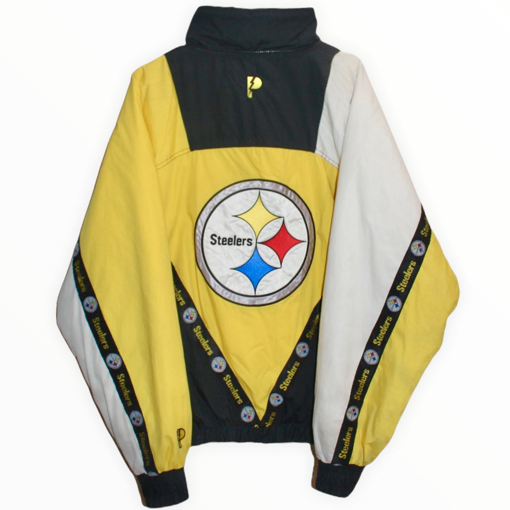 PITTSBURGH STEELERS PULLOVER WINDBREAKER JACKET MENS M NFL TEAM APPAREL  YELLOW