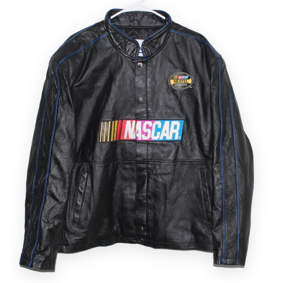 Rare NASCAR Leather Chase Authentics Jacket XL Retro Windbreakers