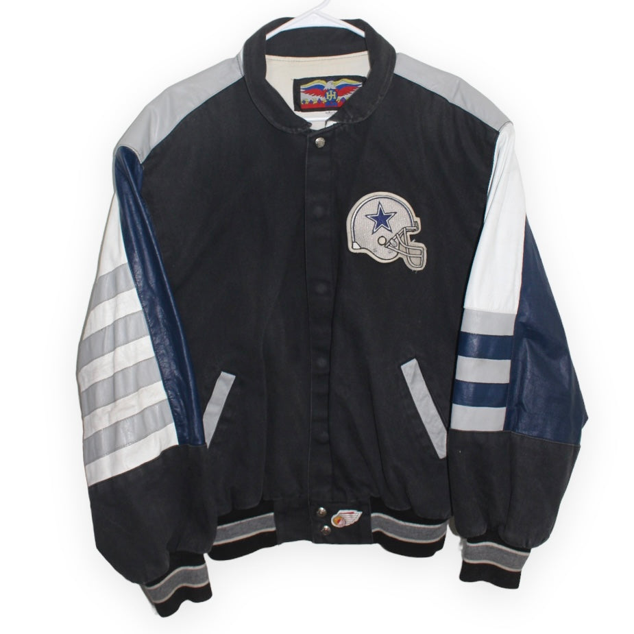 Rare Dallas Cowboys Denim Leather Jeff Hamilton Jacket (XL)