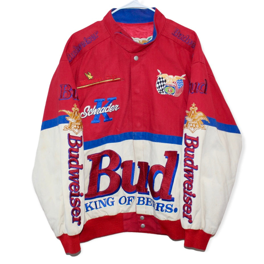 Rare Budweiser Racing NASCAR Ken Schrader #25 Jeff Hamilton Jacket (XL