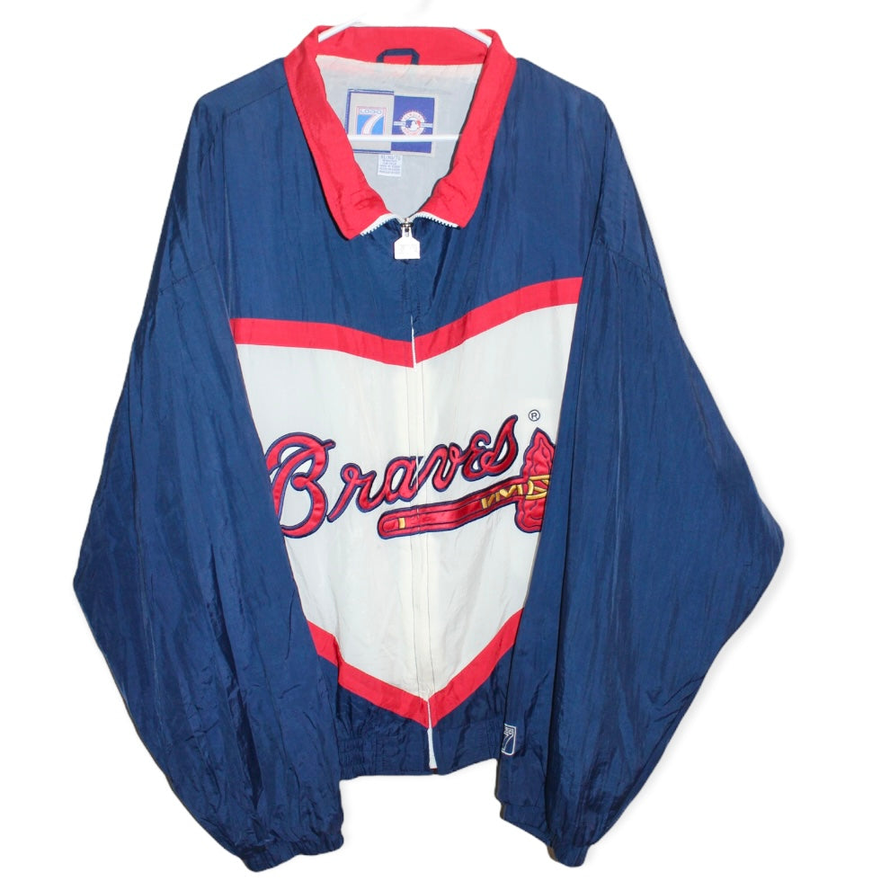 Vintage 90s Pro Player Atlanta Braves Blue Baseball Windbreaker