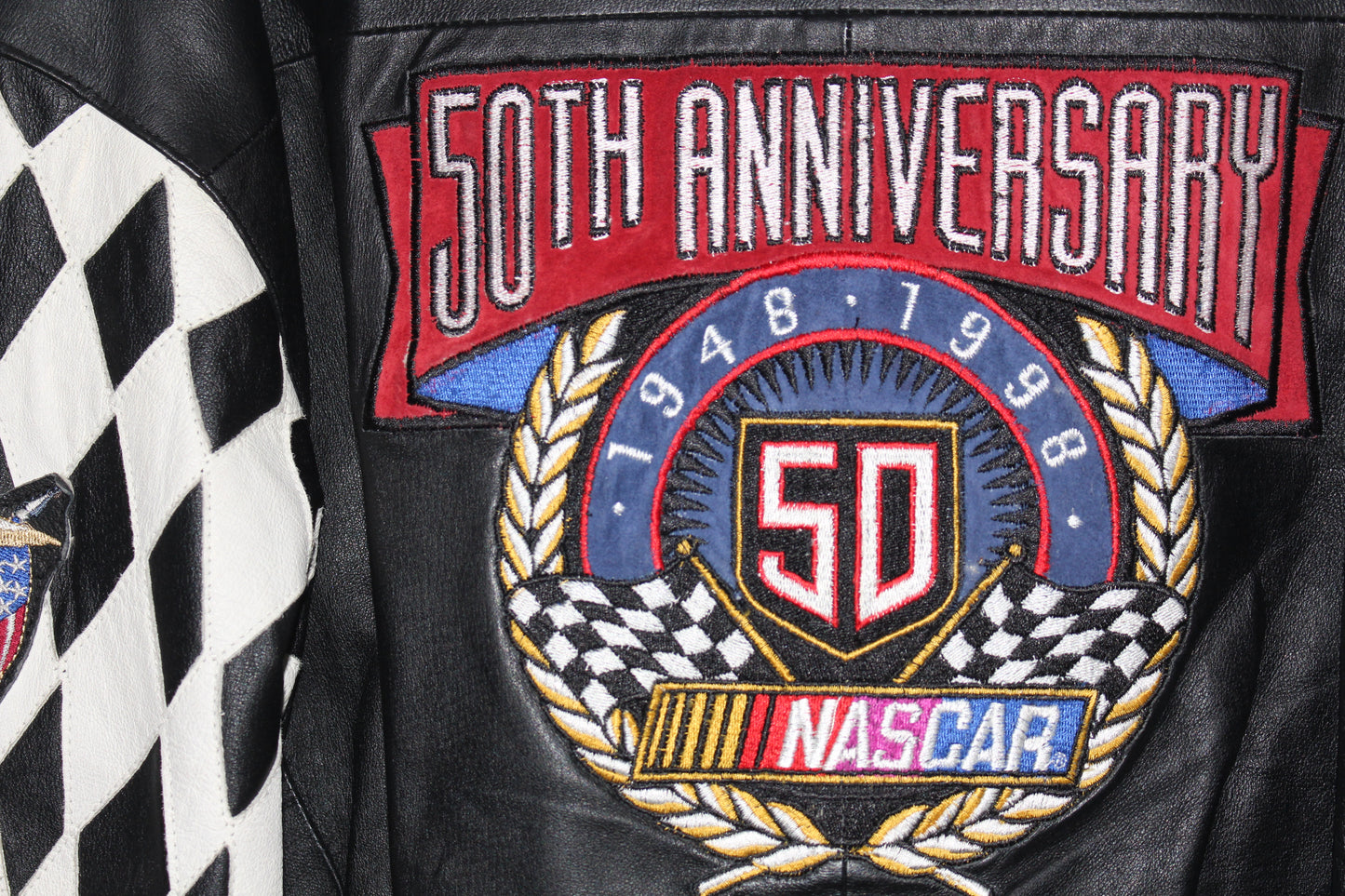 Rare 50th Anniversary NASCAR Jeff Hamilton Leather Jacket (L)