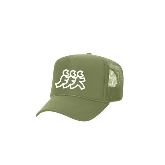 Olive Green Foam Trucker Mesh Snapback White Logo Embroidery