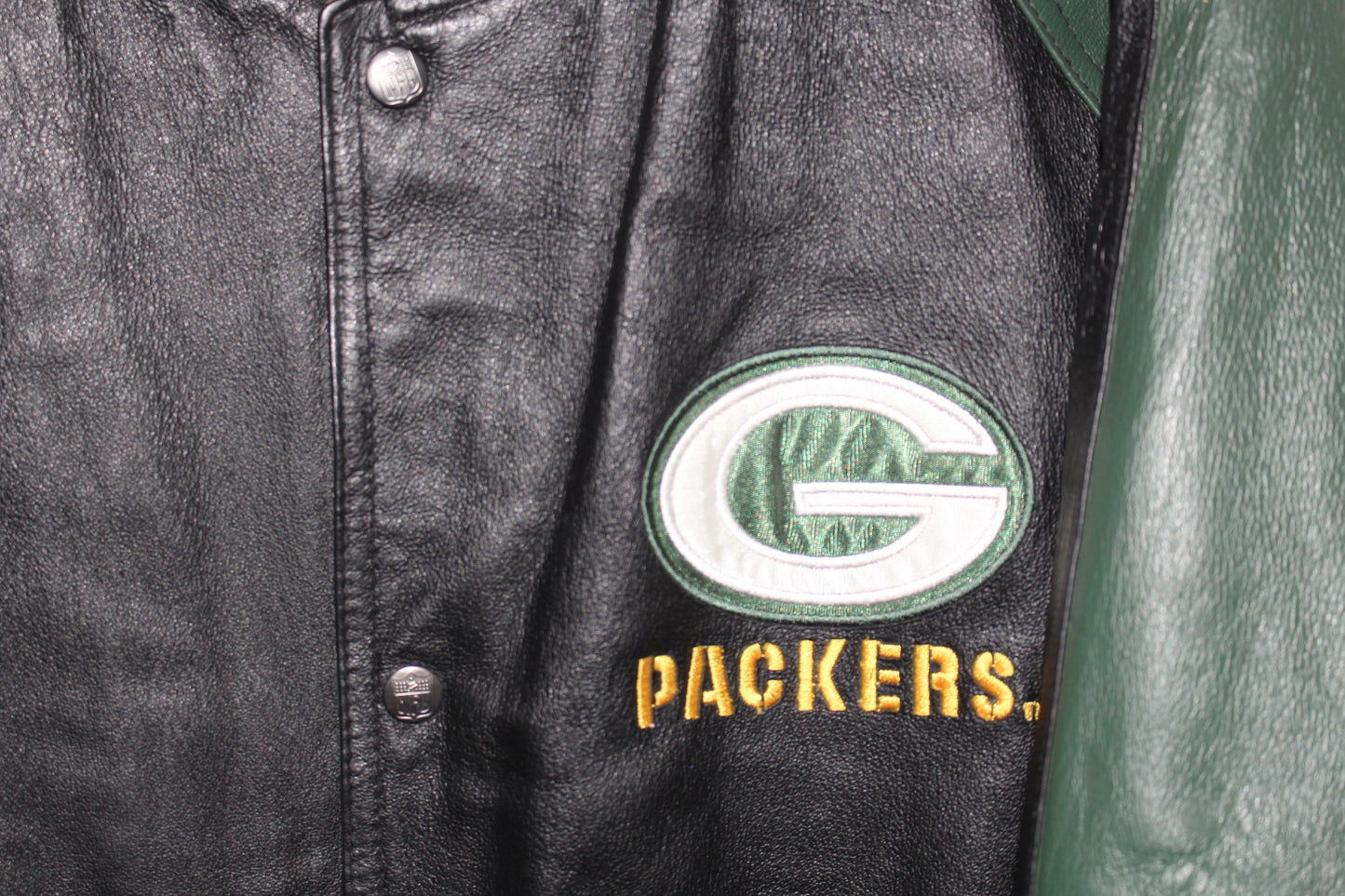 Green Bay Packers Pro Player Leather Bomber Jacket (L)