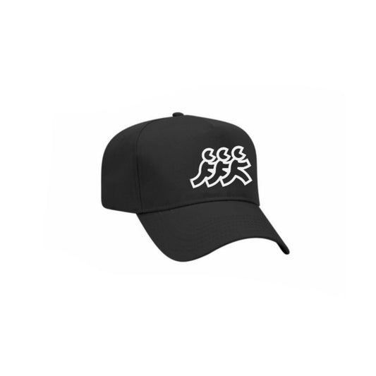 Black 5 Point Snapback White Logo Embroidery