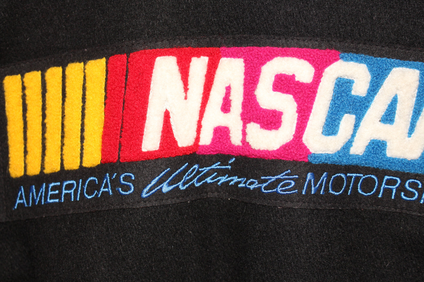 NASCAR Logo Leather Wool Bomber Jacket (S)