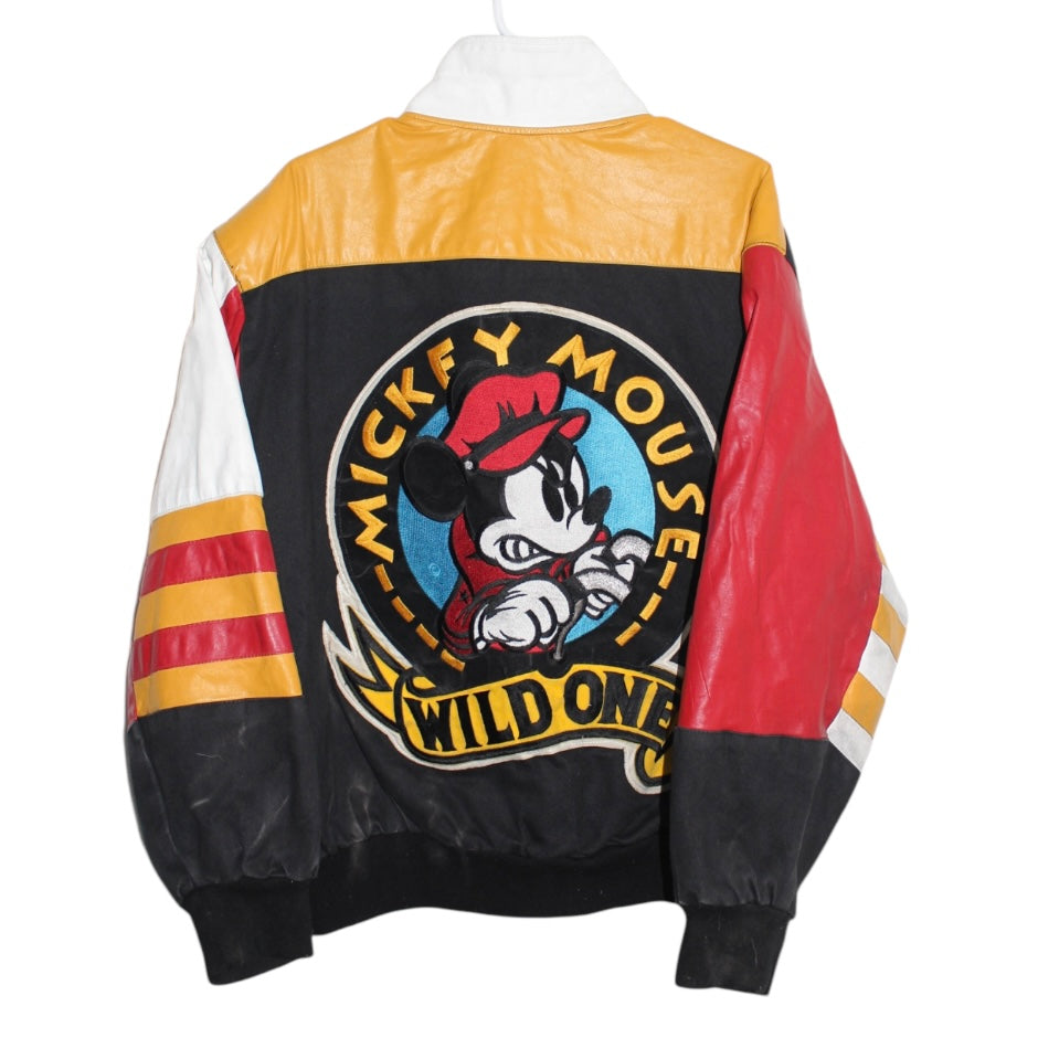 Rare Mickey Mouse Wild One Disney Leather Motorcycle Jeff Hamilton Jacket (M)