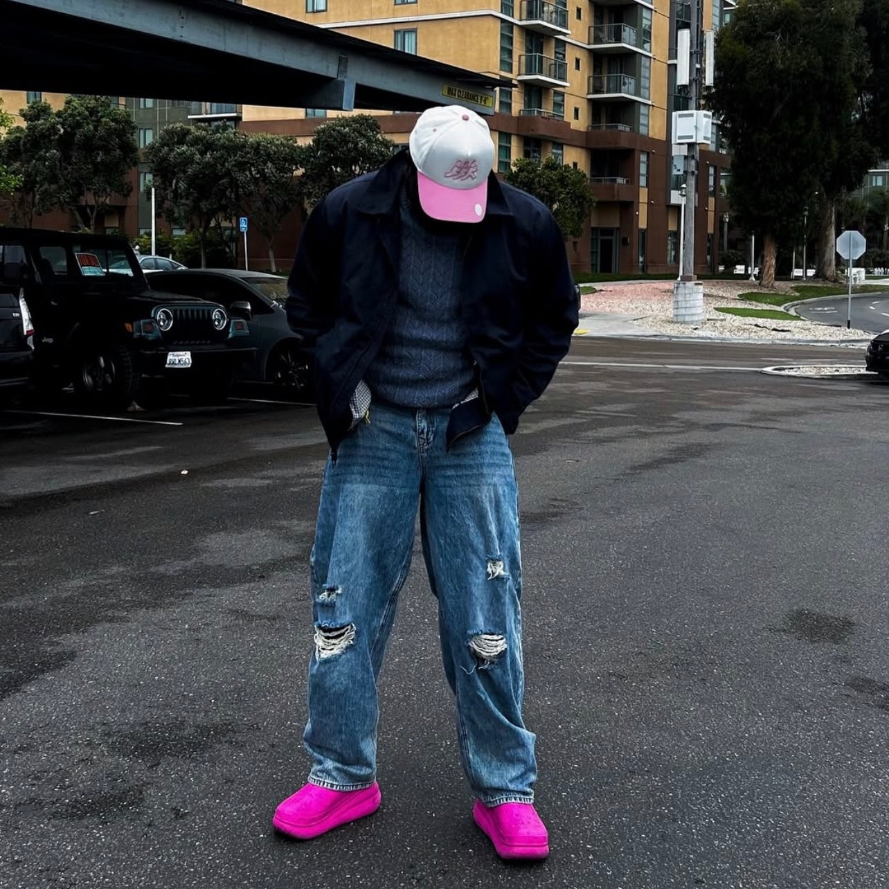 Pink Panther Suede Cream Snapback