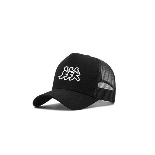 Black 5 Point Mesh Snapback White Logo Embroidery