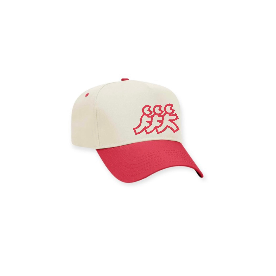 Cream Red Brim 5 Point Snapback Red Logo Embroidery