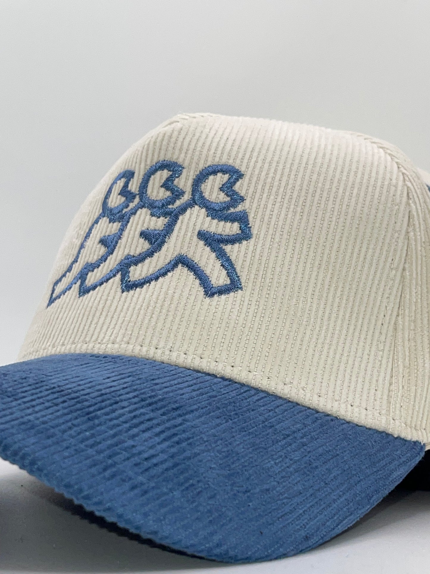 Cream 2 Tone Blue Corduroy Snapback