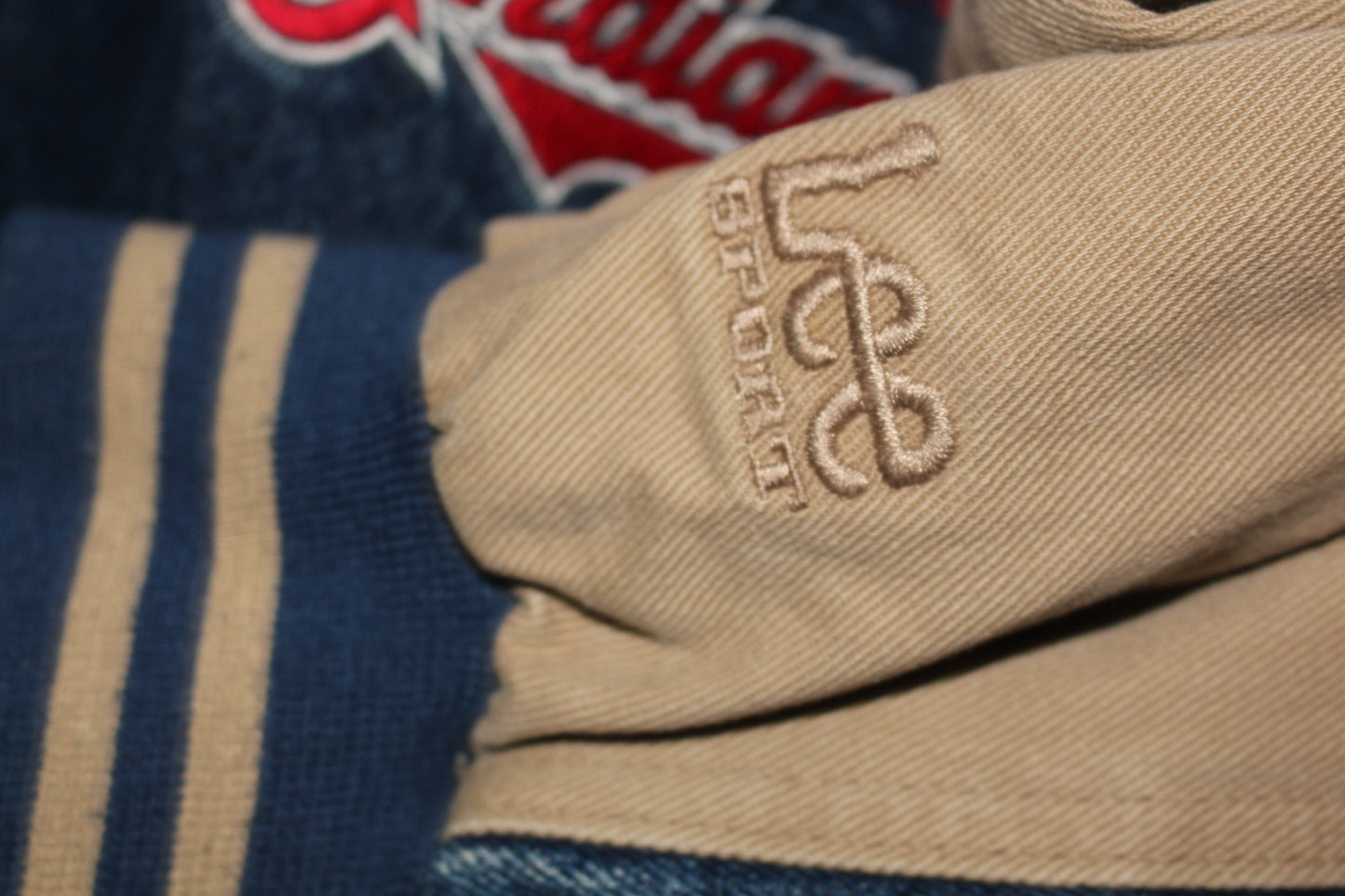 Cleveland Indians Lee Sport Denim Khaki Bomber Jacket (XXL)