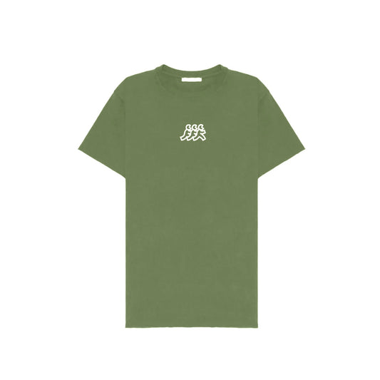 Olive Tee White Logo Embroidery