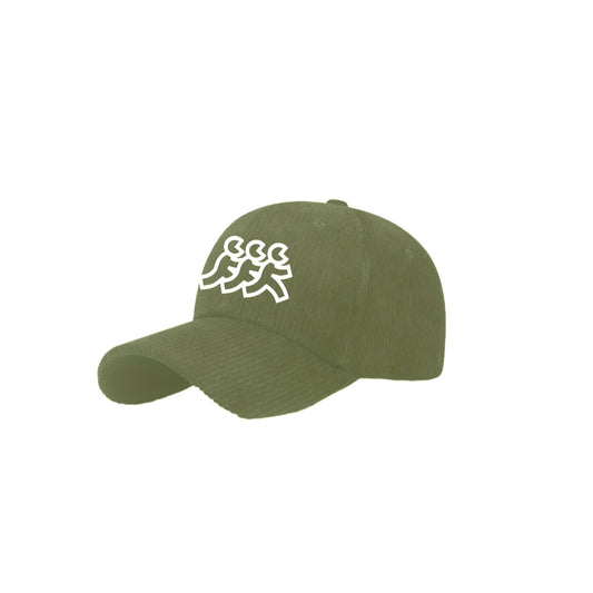 Olive Green Corduroy 5 Point Snapback White Logo Embroidery