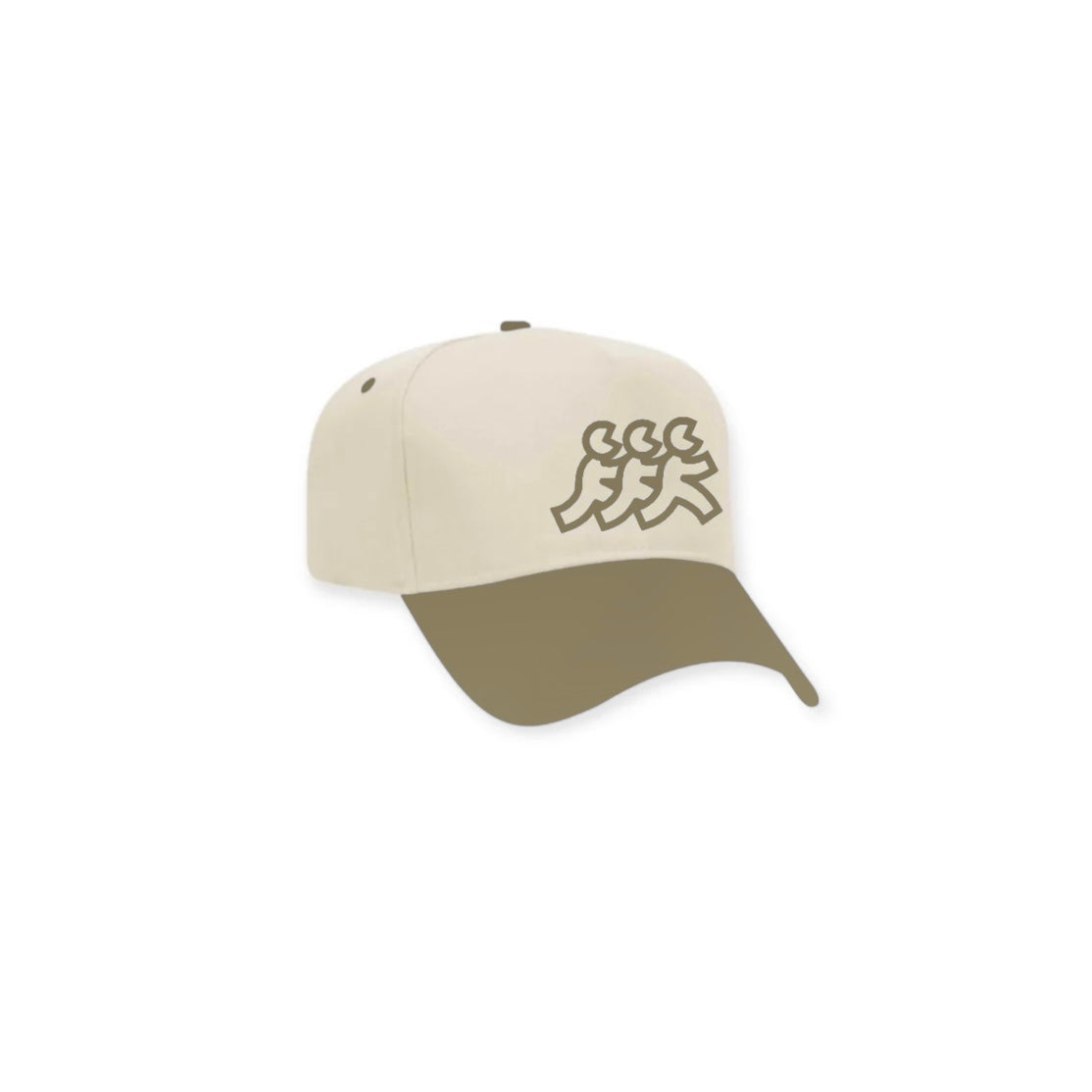 Cream Olive Brim 5 Point Snapback Olive Logo Embroidery