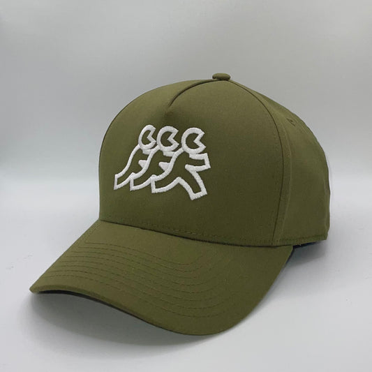 Olive 5 Point Snapback White Logo Embroidery