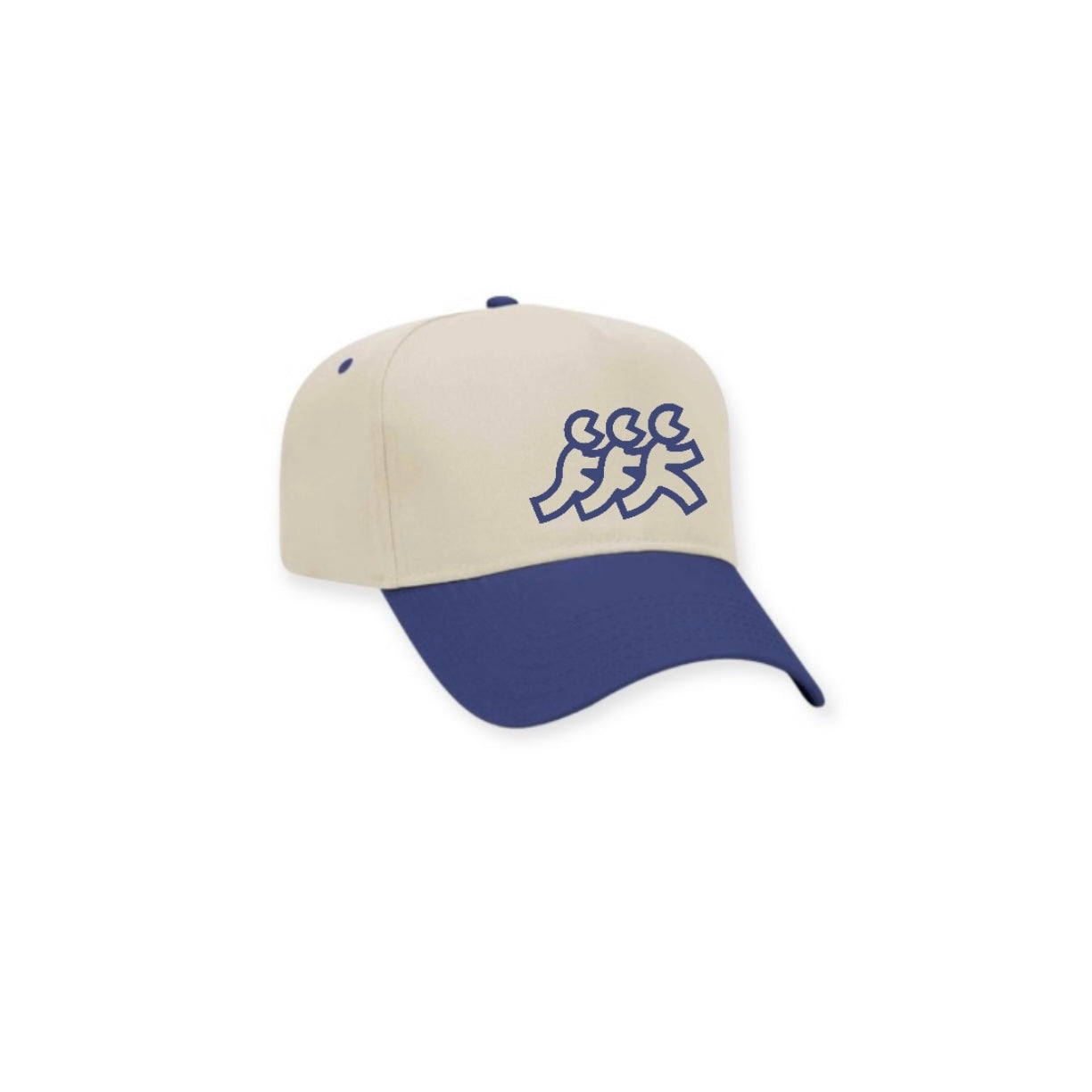 Cream Navy Brim 5 Point Snapback Navy Logo Embroidery