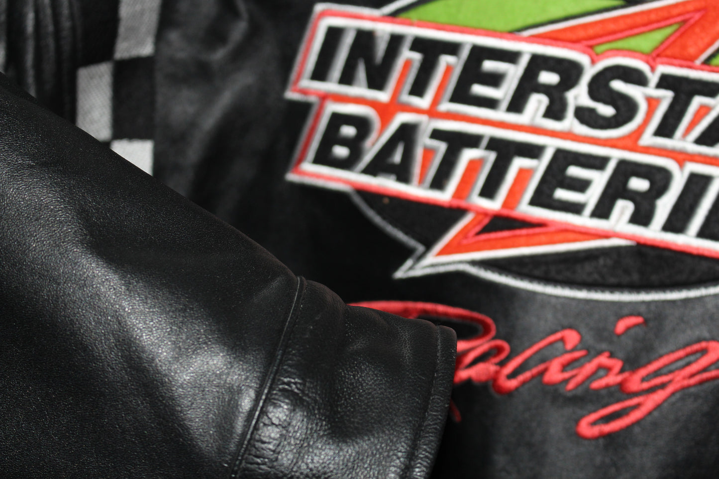 Rare Interstate Batteries Racing NASCAR Bobby Labonte #18 Leather Jacket (XL)