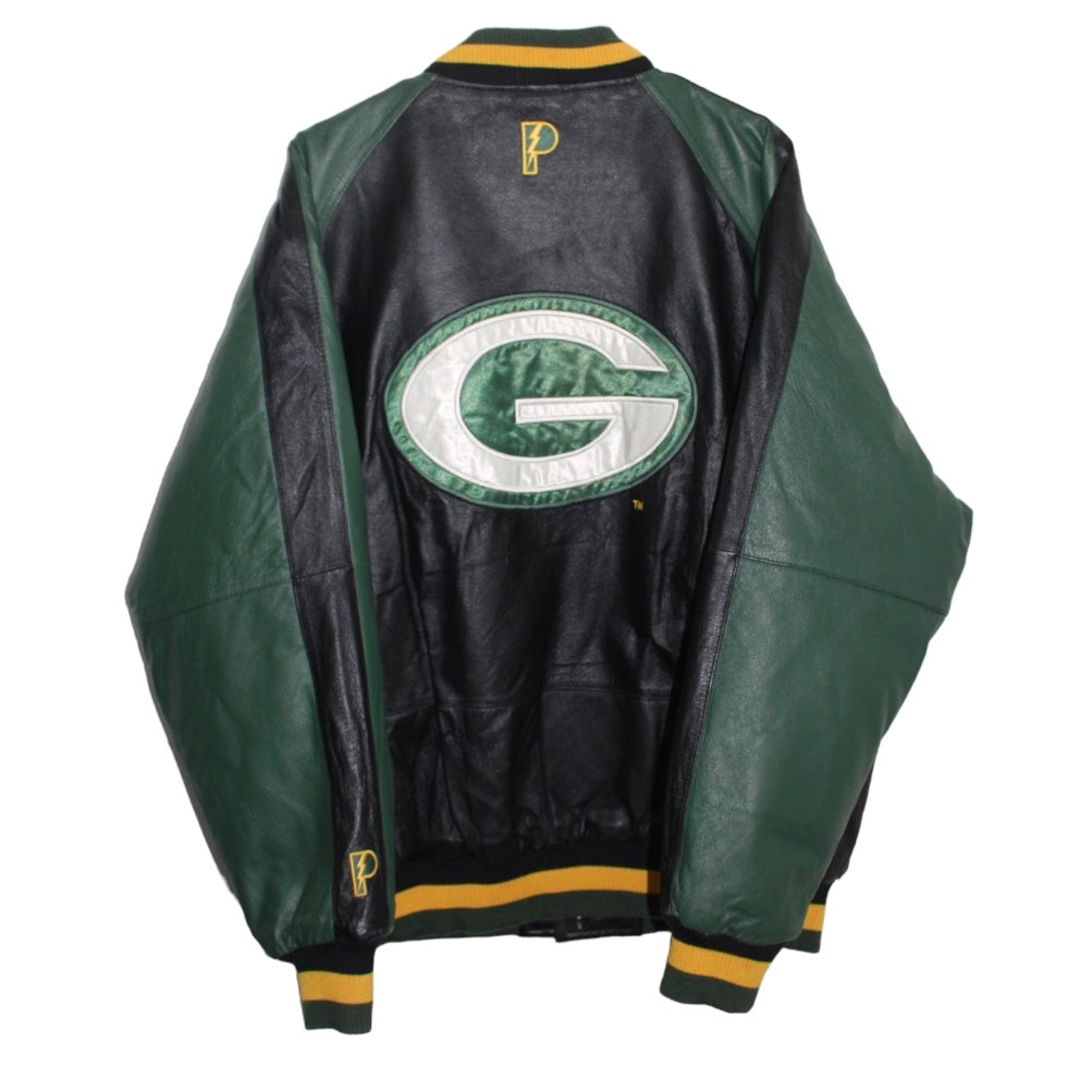 Green Bay Packers Pro Player Leather Bomber Jacket (L)