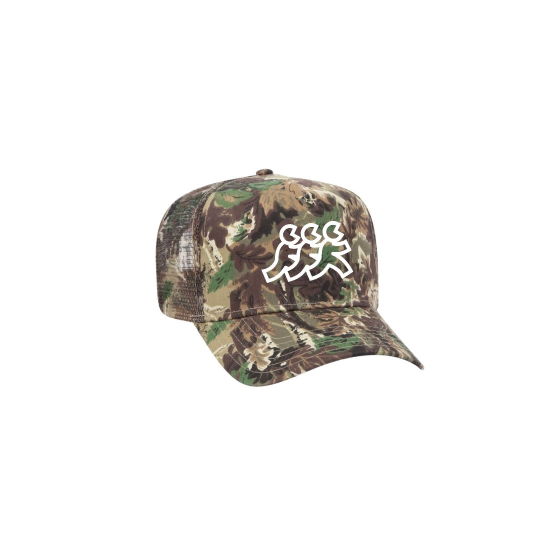 Limited Hunting Camo 5 Point Snapback Mesh Back White Logo Embroidery