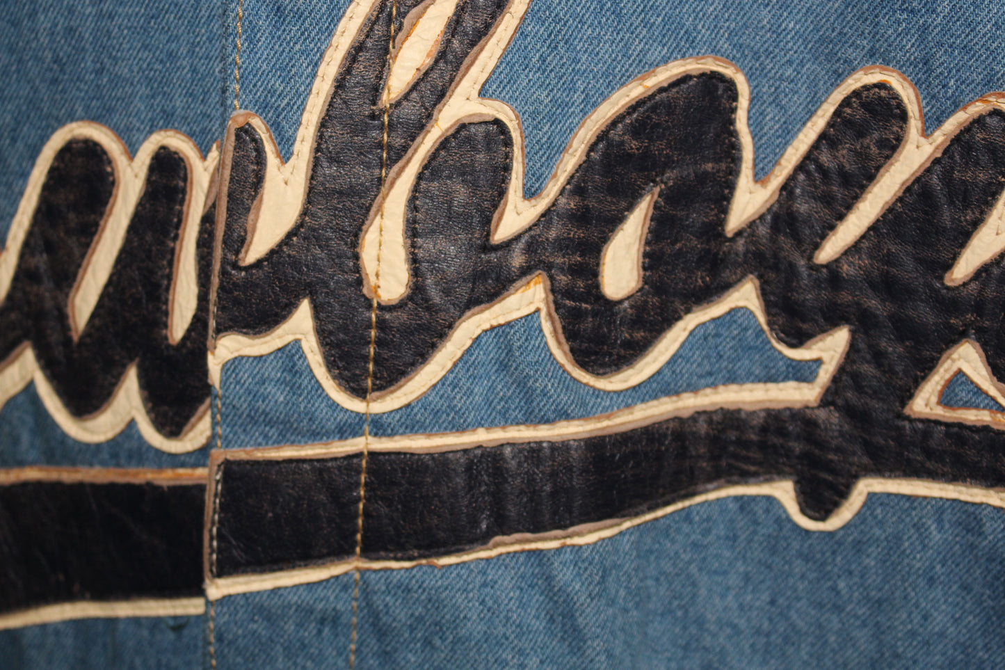 Rare Dallas Cowboys Denim Leather Jeff Hamilton Bomber Jacket (XL)