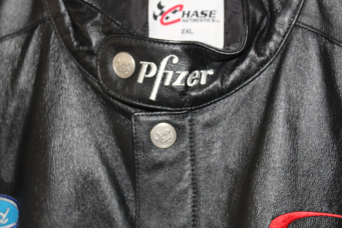 Pfizer Racing NASCAR Leather Chase Authentics Jacket (XXL)