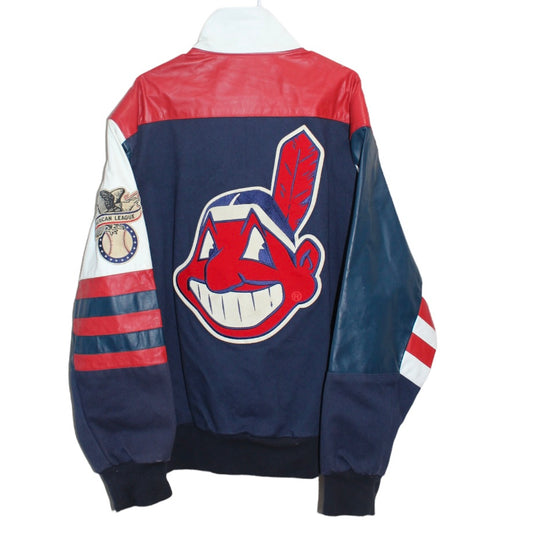 Rare Cleveland Indians Jeff Hamilton Wool Leather Varsity Jacket (XLT)