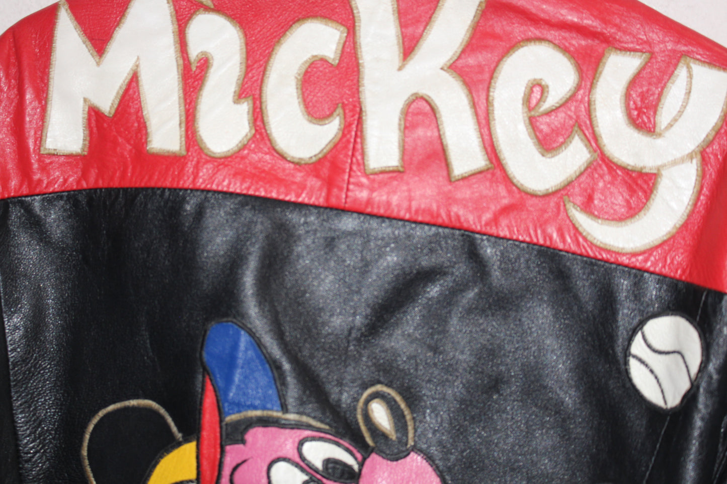 Rare Mickey Mouse Baseball Leather Jacket (S)