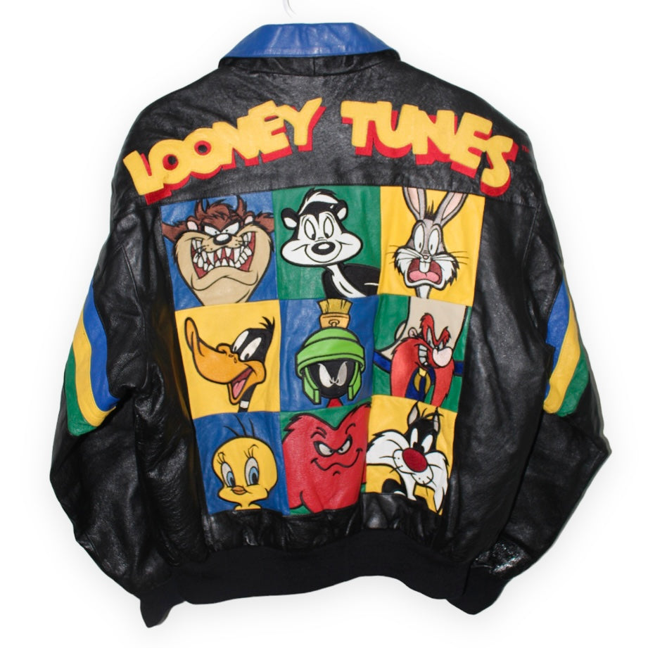 Rare 1997 Warner Bros Looney Tunes Leather Jacket (L) – Retro