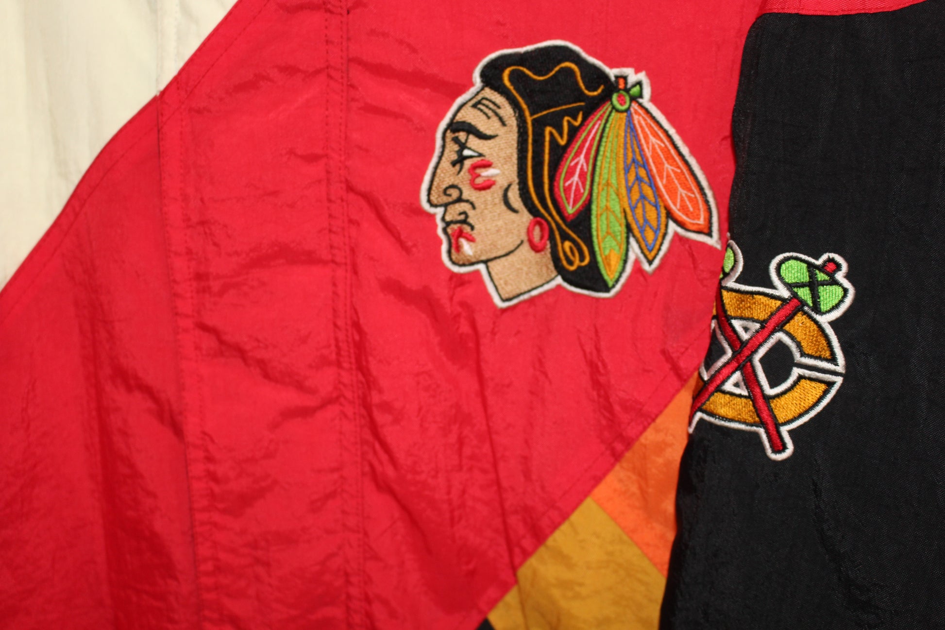 Apex, Jackets & Coats, Vintage Apex One Chicago Blackhawks Pullover 4 Zip Coat  Jacket Size L