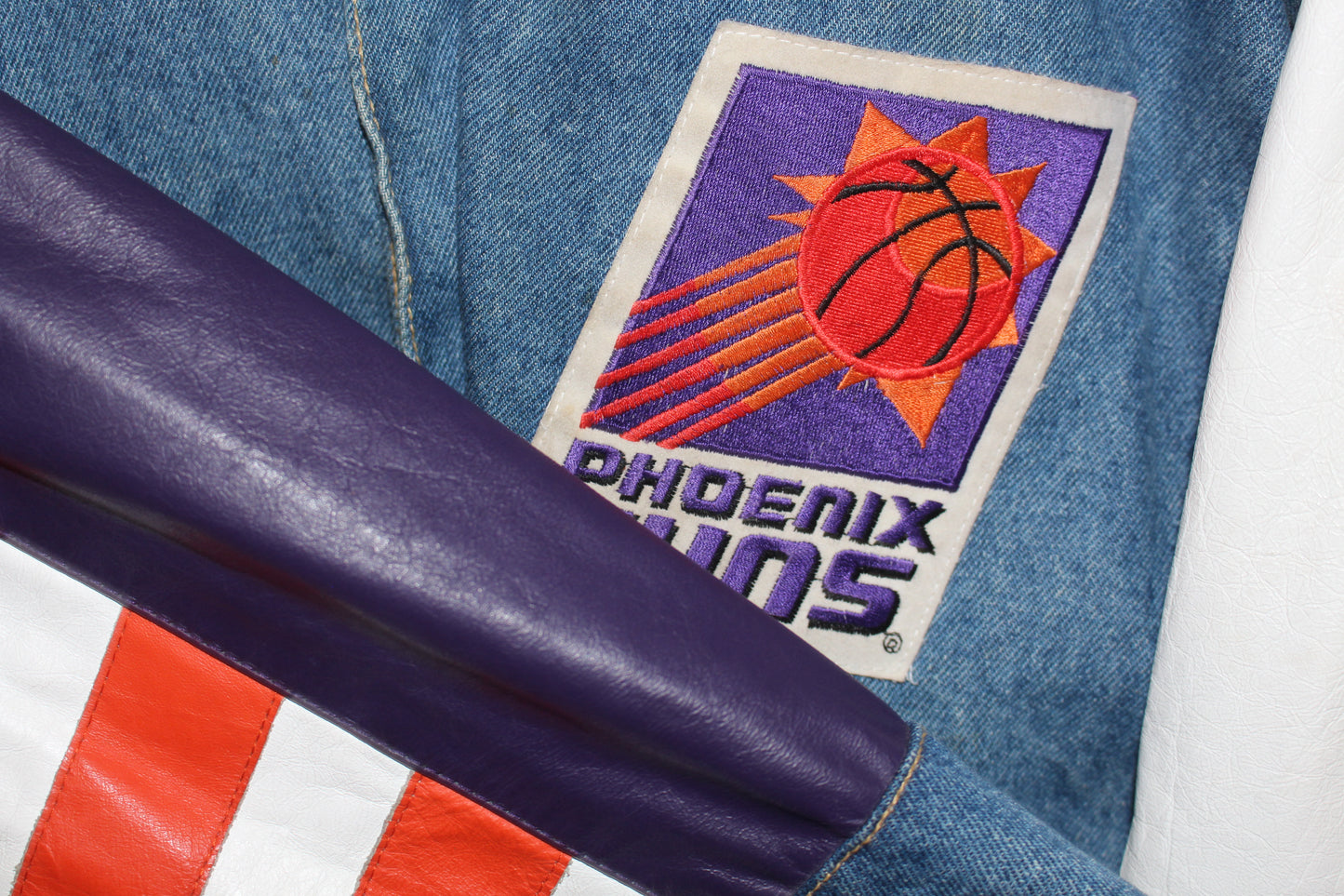 Rare Phoenix Suns Jeff Hamilton Denim Leather Jacket (L)