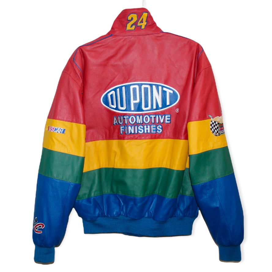 Rare DuPont Rainbow Racing NASCAR Jeff Gordon #24 Leather Jeff Hamilton  Jacket (L)