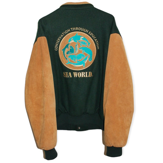 Rare SeaWorld Mac Murray Suede & Wool Bomber Jacket (XL)