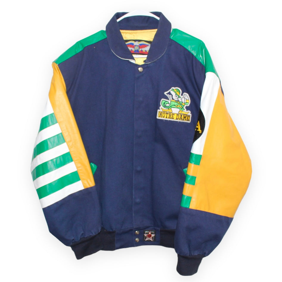 Vintage 90s 2024 IRISH Notre Dame Collegiate Lined Windbreaker Varsity Jacket