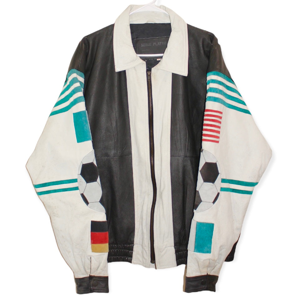 Serge Platini 1994 World Cup Soccer Leather Jacket (L)