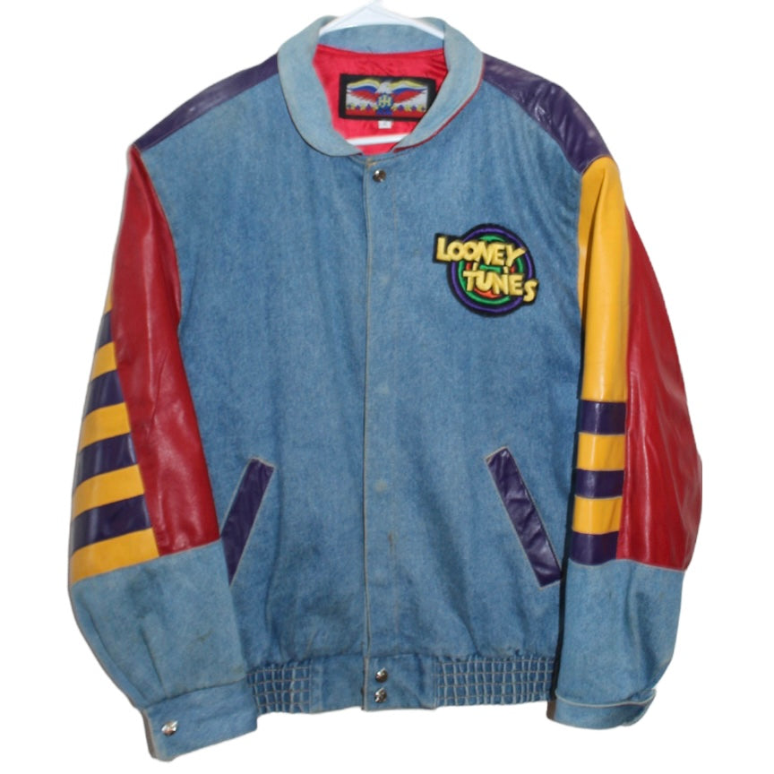 Rare Looney Tunes Leather Denim Jeff Hamilton Jacket (S)