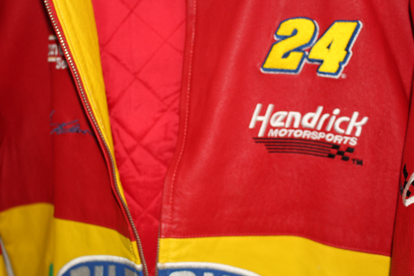 Rare DuPont Racing Rainbow Series NASCAR Jeff Gordon #24 Leather Chase Authentics Jacket (L)
