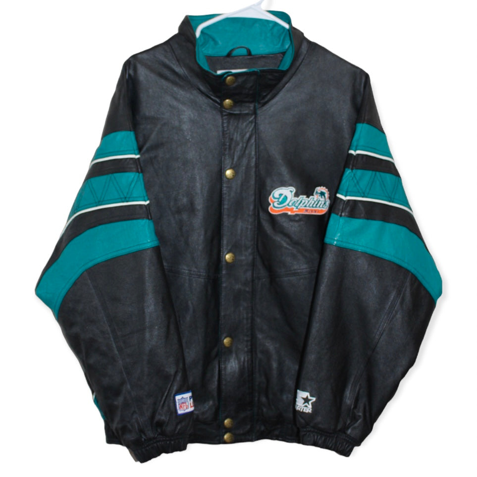 Rare Miami Dolphins Pro Line Starter Leather Jacket (M)