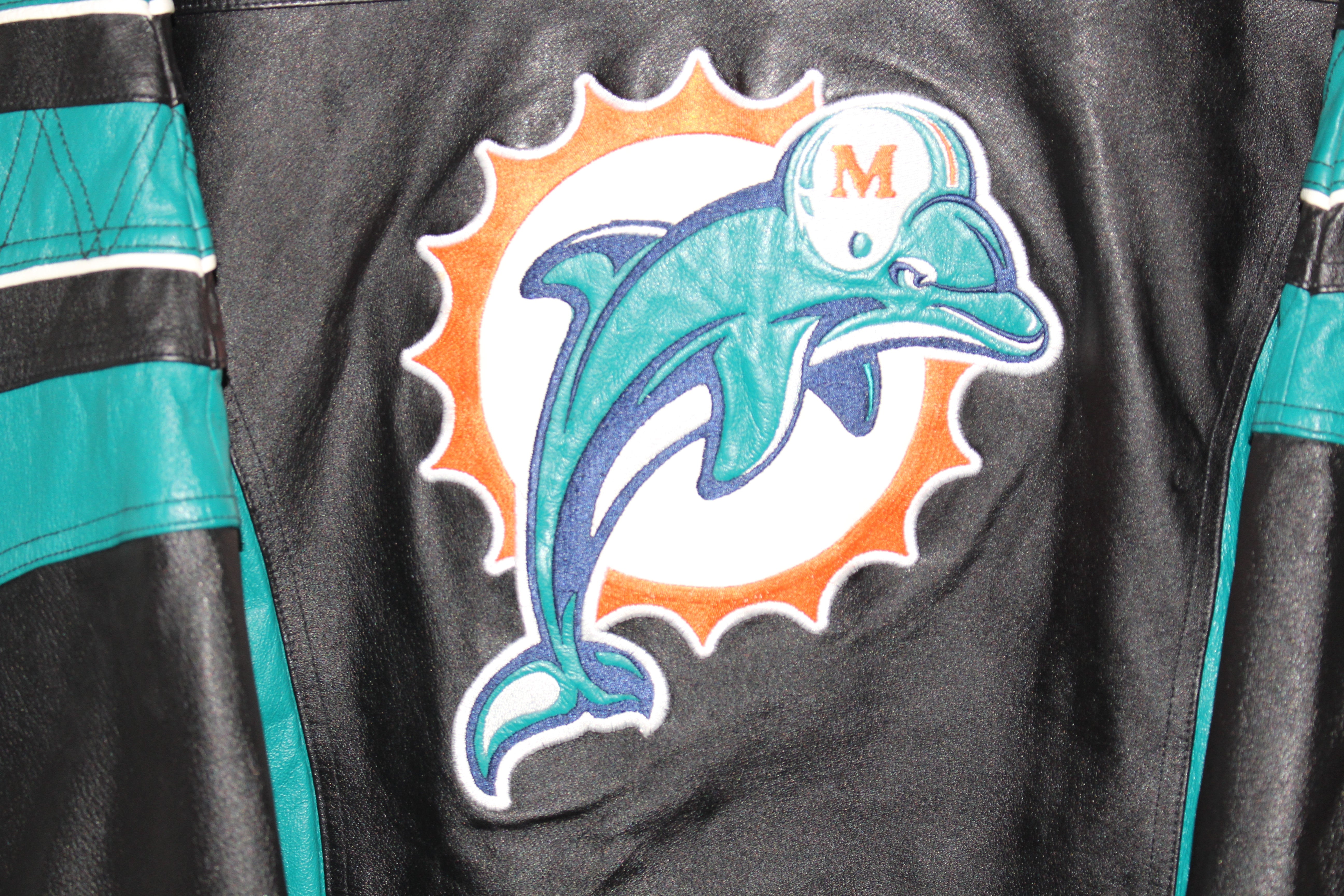 Rare Miami Dolphins Pro Line Starter Leather Jacket (M) – Retro