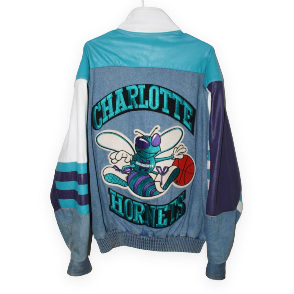 Rare Charlotte Hornets Jeff Hamilton Denim Leather Jacket (XL)