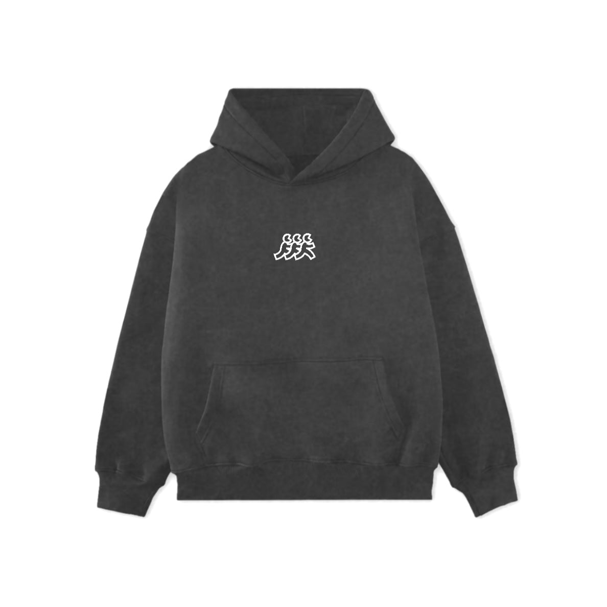 Charcoal Vintage Wash Hoodie White Logo Embroidery