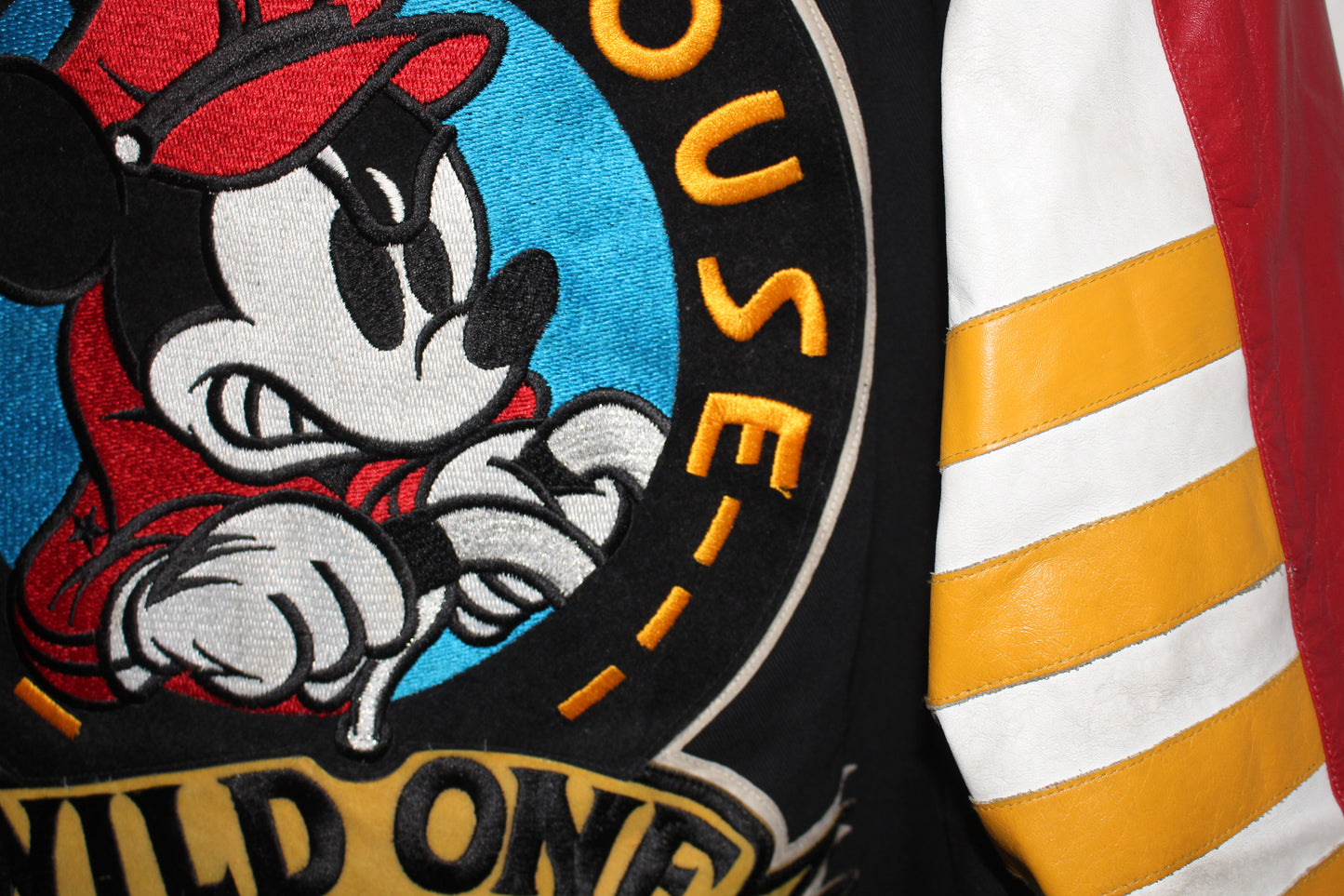 Rare Wild One Hot Shot Mickey Mouse Jeff Hamilton Leather Jacket (L)