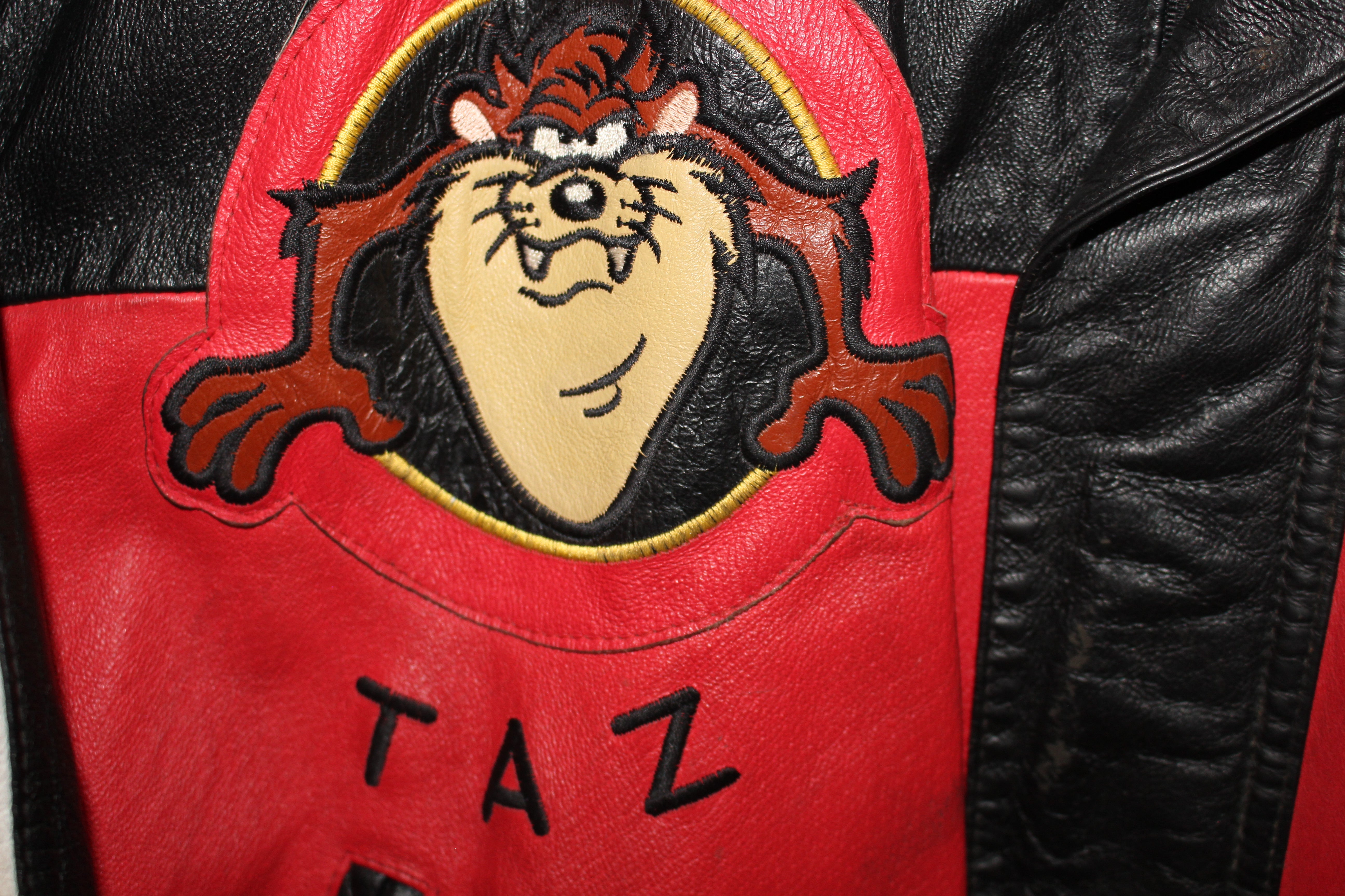 Rare Tasmanian Devil Looney Tunes Wild Man Leather Jacket (M